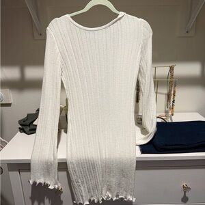 Elegant White Ribbed Mini Dress